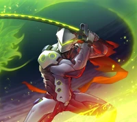 game, genji, green, ninja, overwatch wallpaper