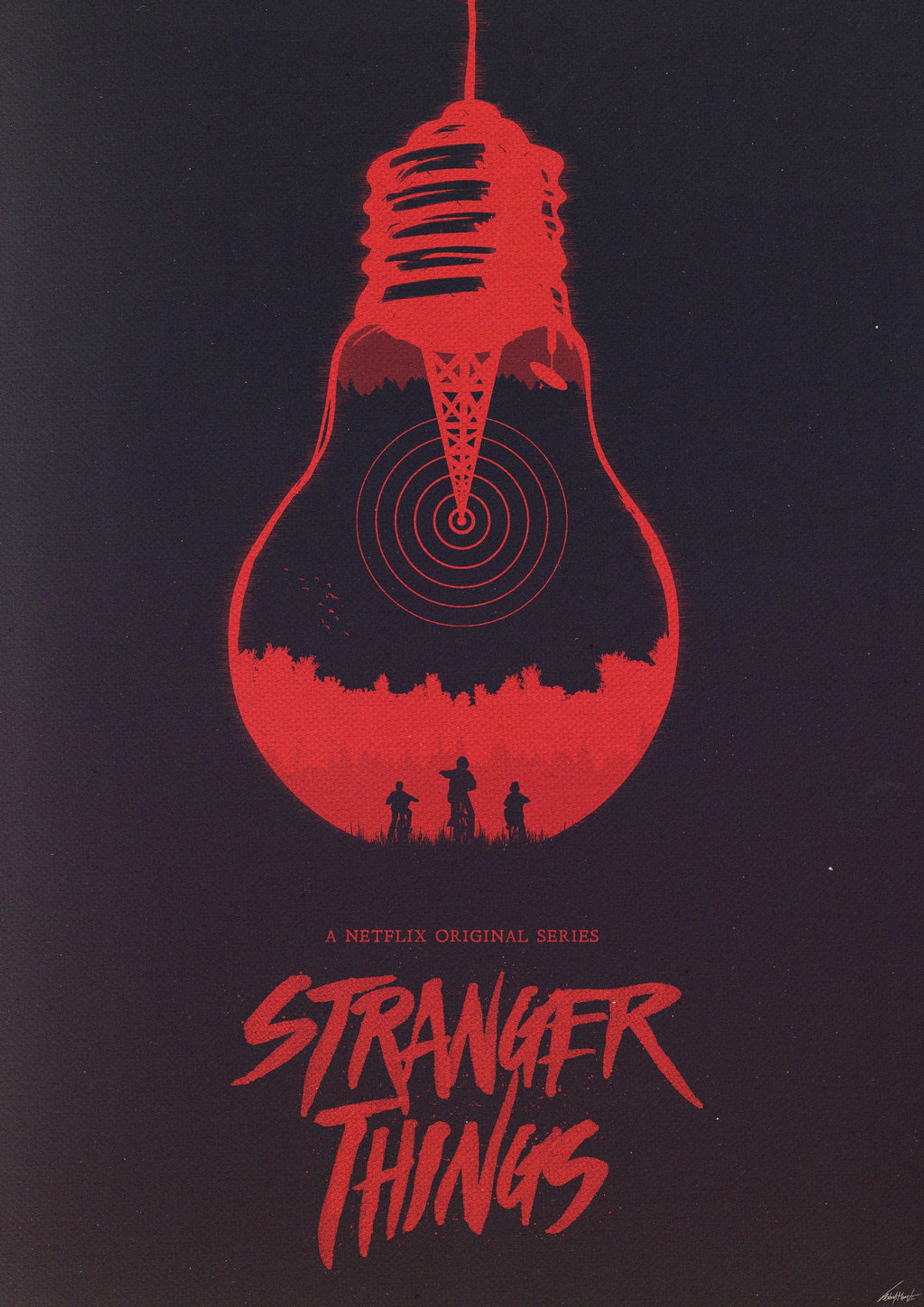 Ein filmplakat mit einer glühbirne und einer person, die davor steht (hawking, stranger things)