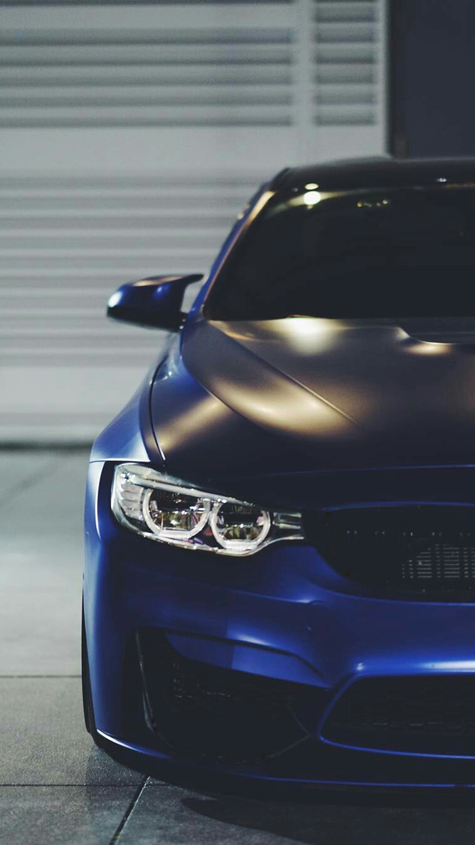 A close up of a blue car parked in a garage (blue, bmw, car, coupe, f82)