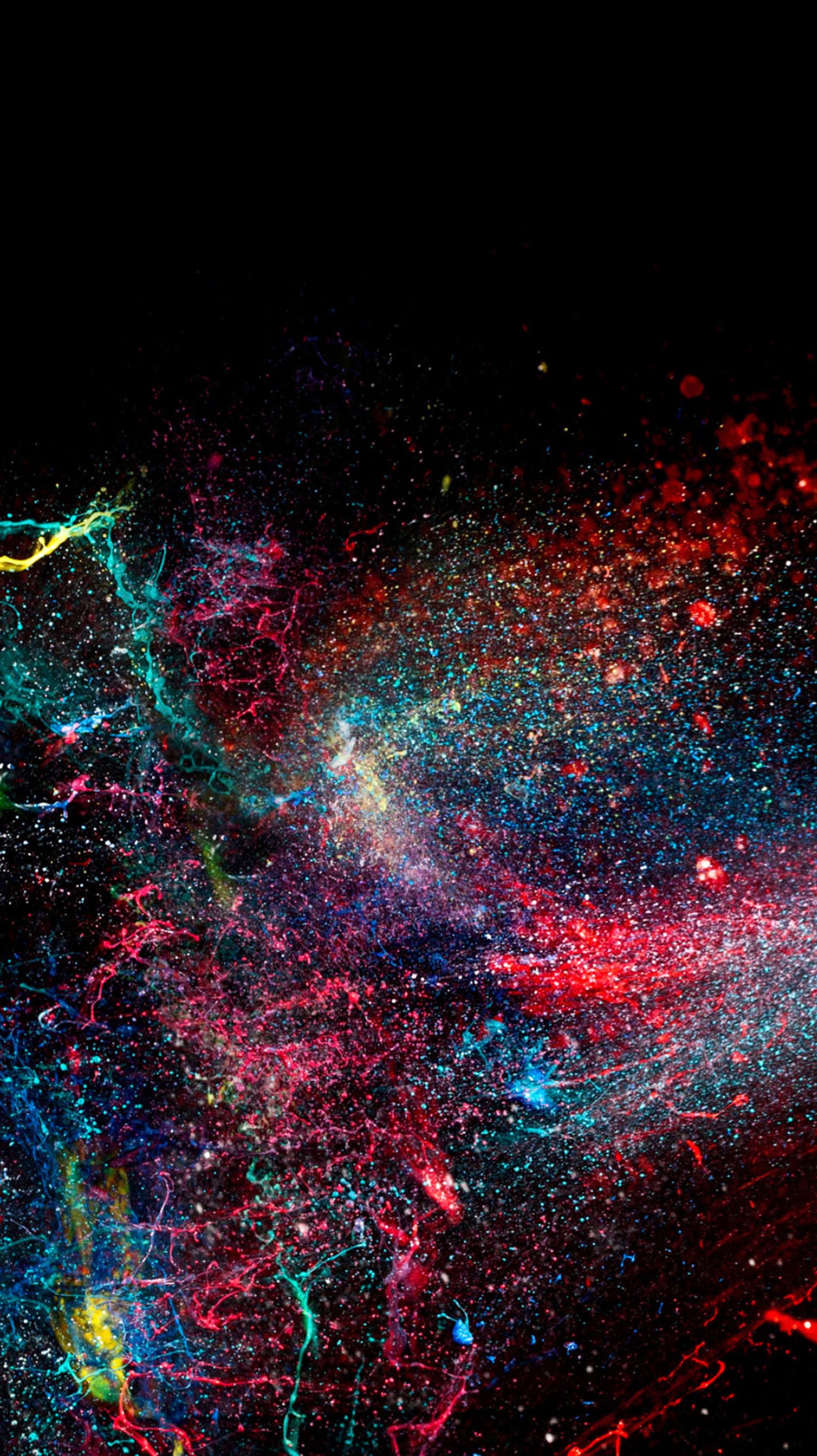 Arafed image of a colorful explosion of paint on a black background (abstract, background, beauty, black, colorful)