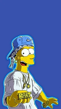 Bart Simpson Neón: Estilo Adulto en Azul