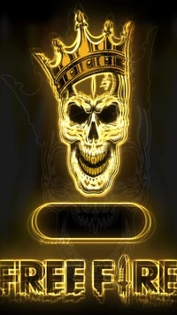 Glowing Skull with Crown and "Free Fire" Title