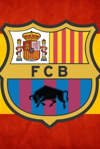 Logo du FC Barcelone avec fond de drapeau espagnol