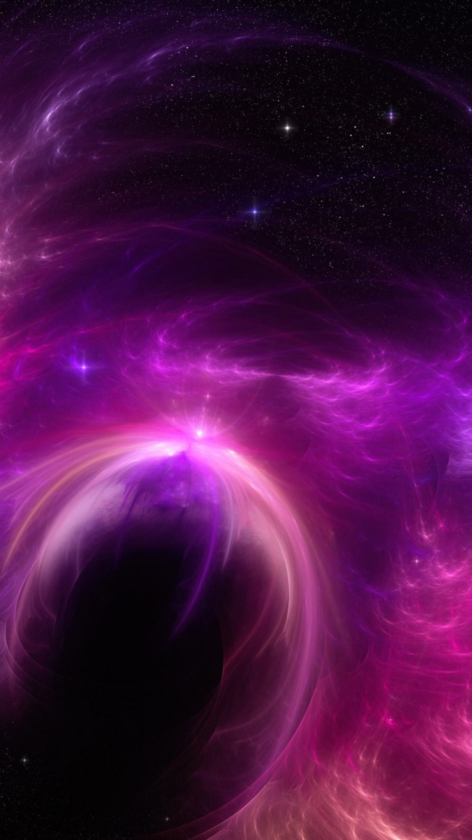 Purple and pink swirls in a black hole with stars (dust, purple, sky, star)