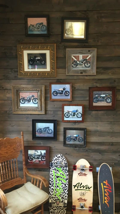 Gallery of Vintage Cafe Racer Photos on Rustic Wall