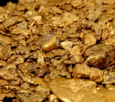 Goldnuggets und Metallsteine in reichem Erzgang