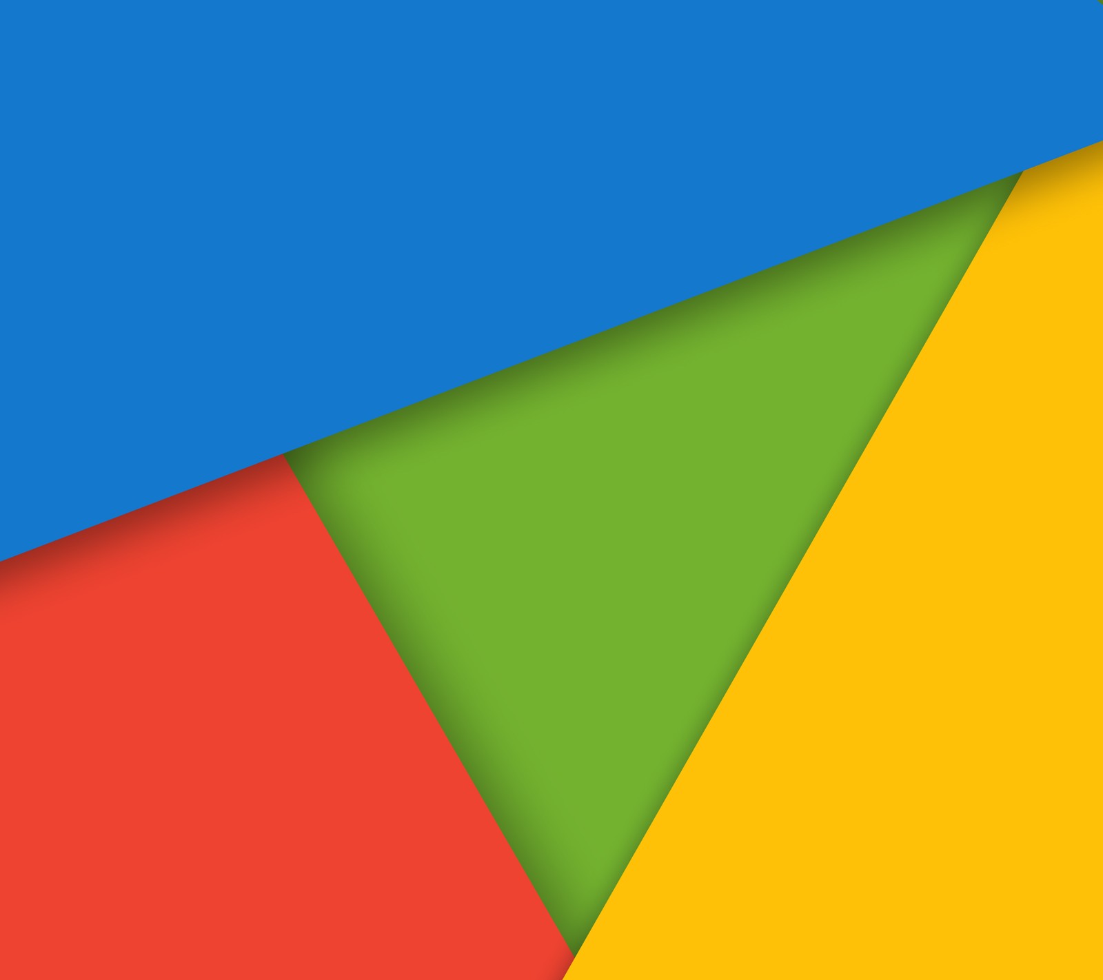 A close up of a colorful wallpaper with a blue and yellow triangle (abstract, blue, colors, flat, green)