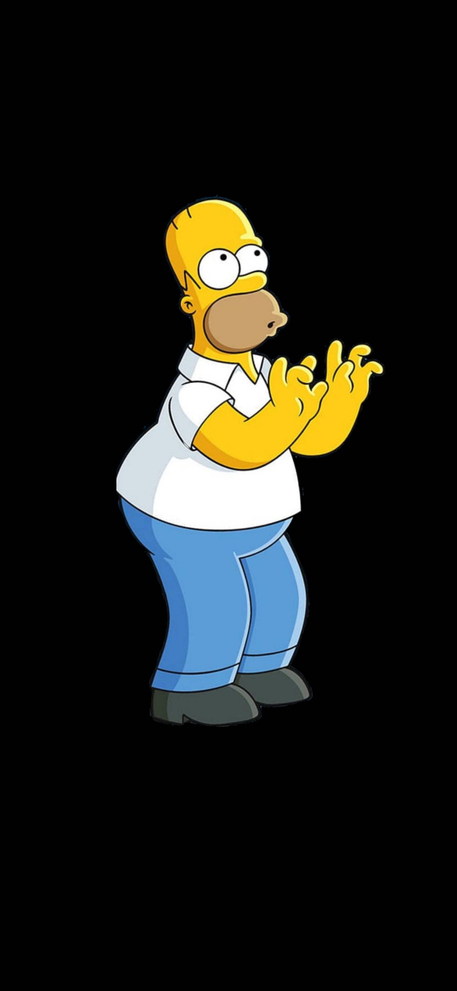 Un dibujo animado de un hombre con camisa blanca y pantalones azules (amoled homero, simpsons amoled)