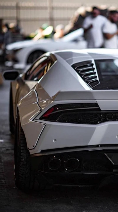 Sleek Lamborghini Huracán Rear View in Urban Setting