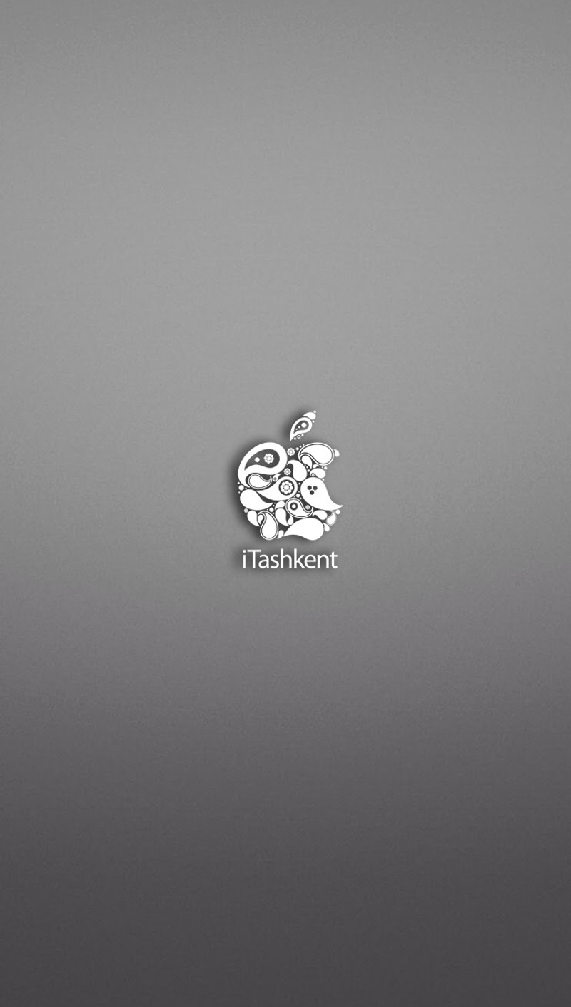 Ein silbernes apple-logo auf grauem hintergrund (aplpe, iphone 5s, taschkent, itashkent)