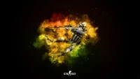 Counter-Strike: Global Offensive Sniper em Arte Splash Vibrante