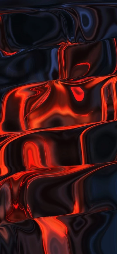 Electric Blue and Fiery Red Liquid Patterns