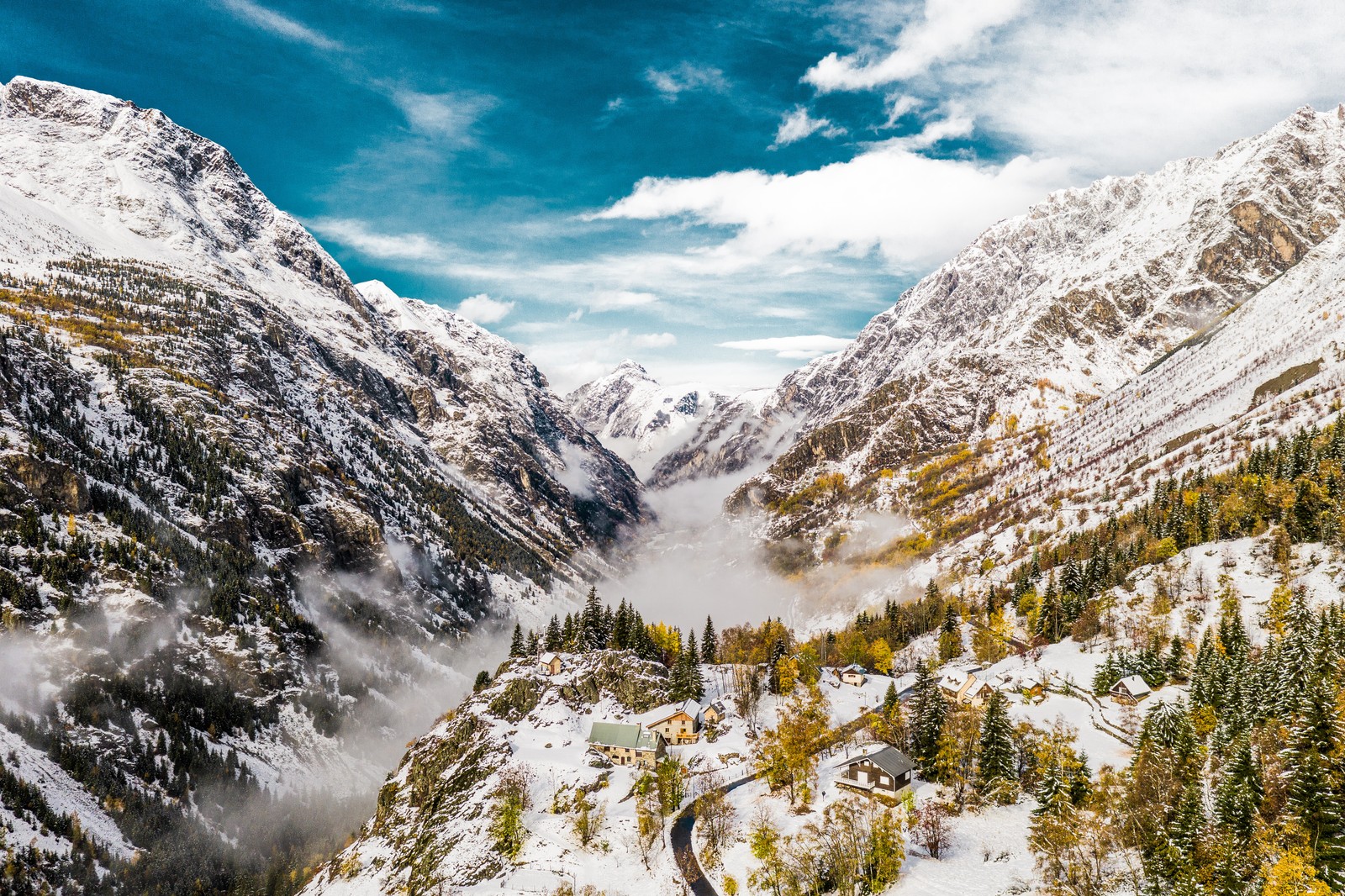 Téléchargez le fond d'écran saint christophe en oisans, france, montagnes glaciaires, couvert de neige, vallée