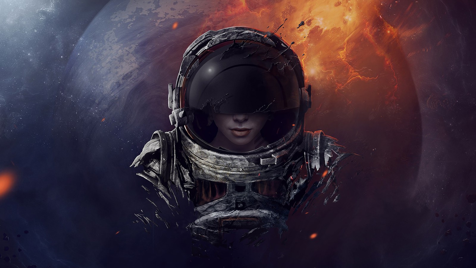 sci fi, astronaut, digital art wallpaper