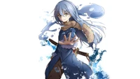 Rimuru Tempest, der mächtige Schleim-Protagonist aus "Als ich als Schleim reinkarniert wurde", zeigt eine dynamische Pose mit Wasserelementen.