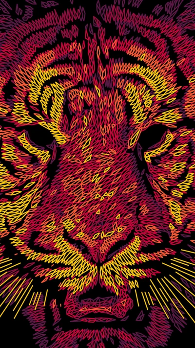 Vibrant Symmetry: Artistic Close-Up of a Tiger's Snout