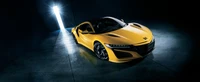 honda motor company, sports car, supercar, yellow, auto show wallpaper