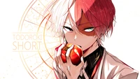 Shoto Todoroki sosteniendo una manzana - Arte Mi Academia de Héroes