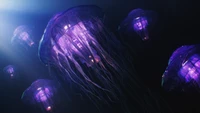 Bioluminescent Jellyfish in a Dreamlike Underwater Realm