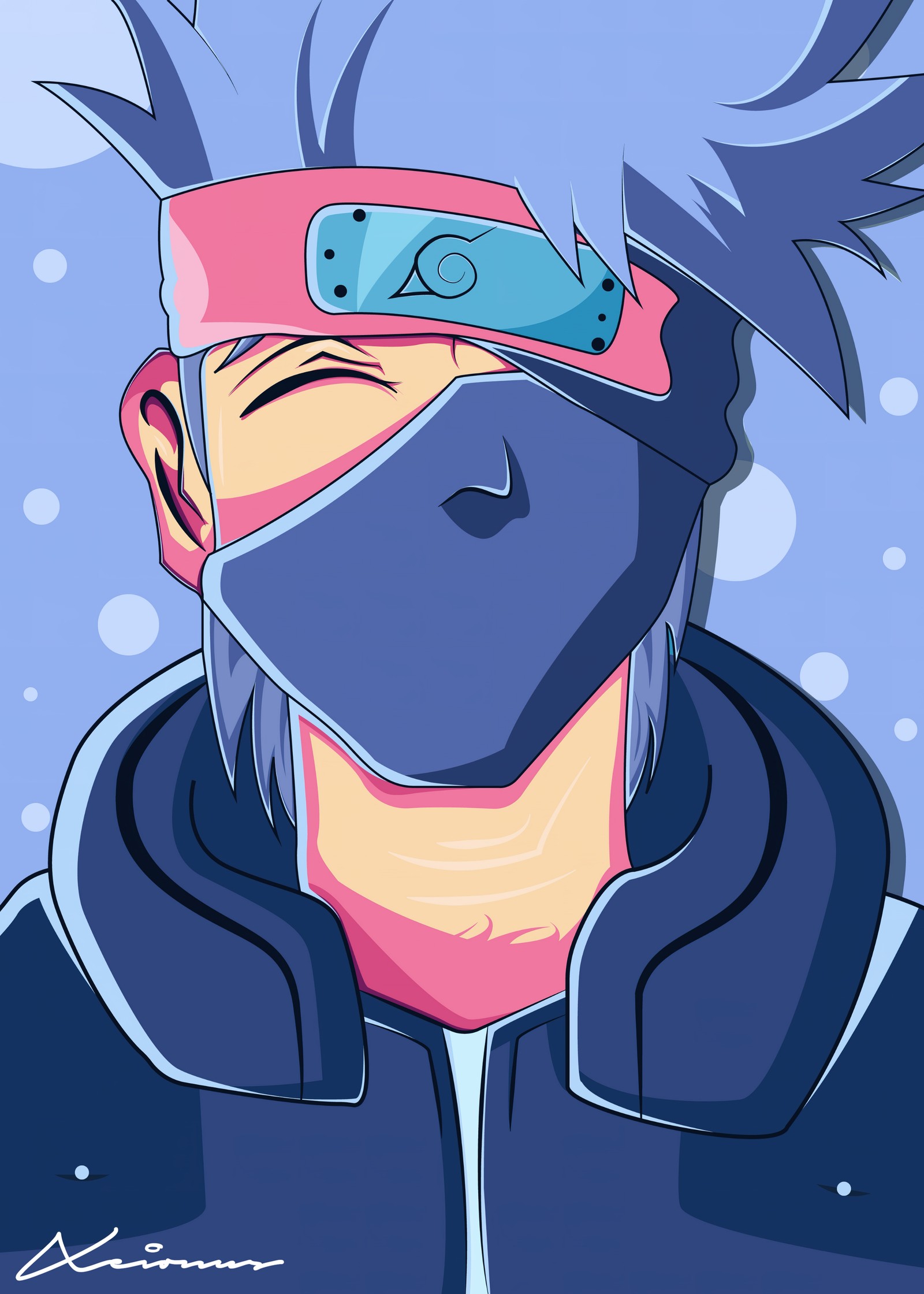 A cartoon of a man with a mask on his face (kakashi hatake, digital art, illustration, 5k, anime)