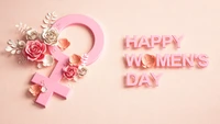 Happy Women's Day Celebration with Floral Design in Pink Aesthetic