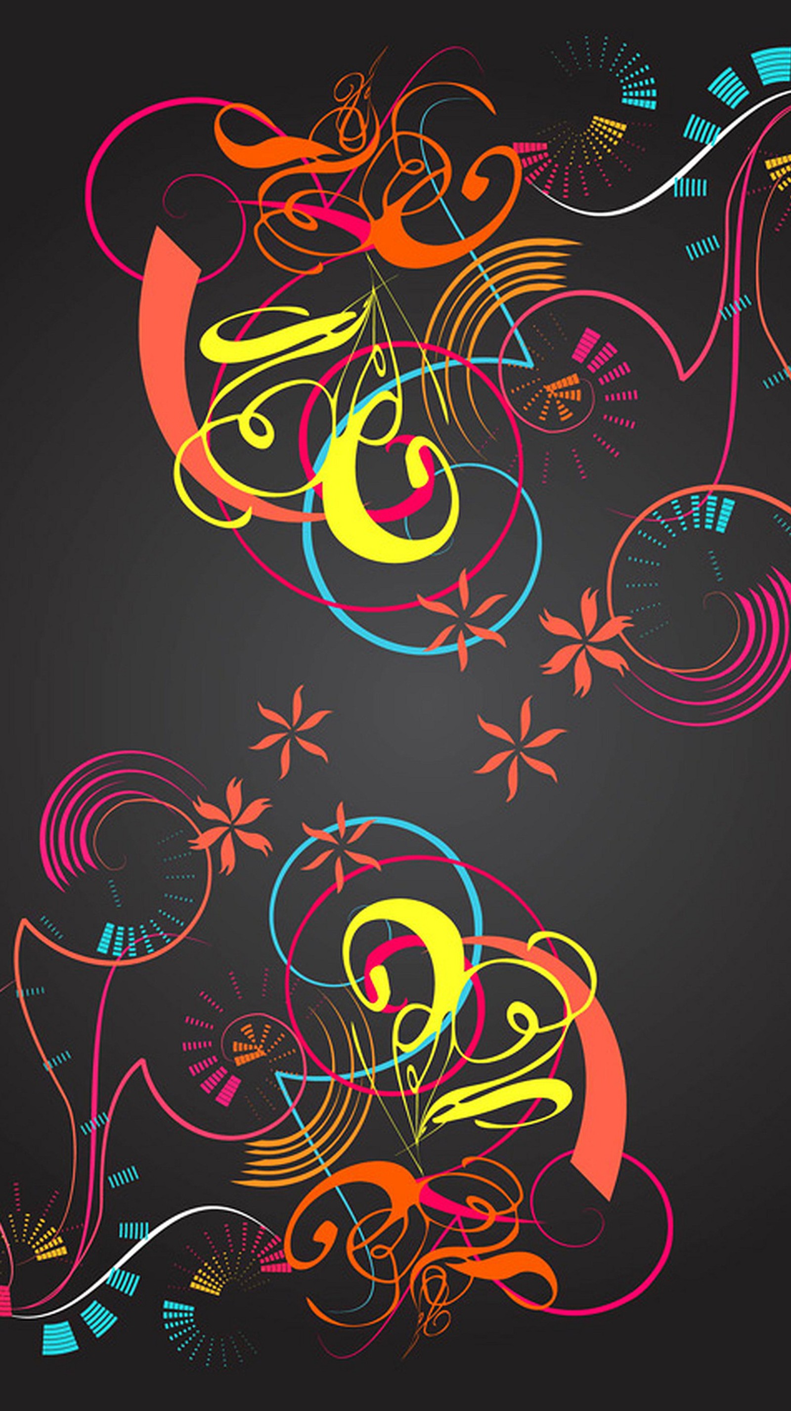 Abstract art design with colorful swirls and shapes on a black background (abstract, design)