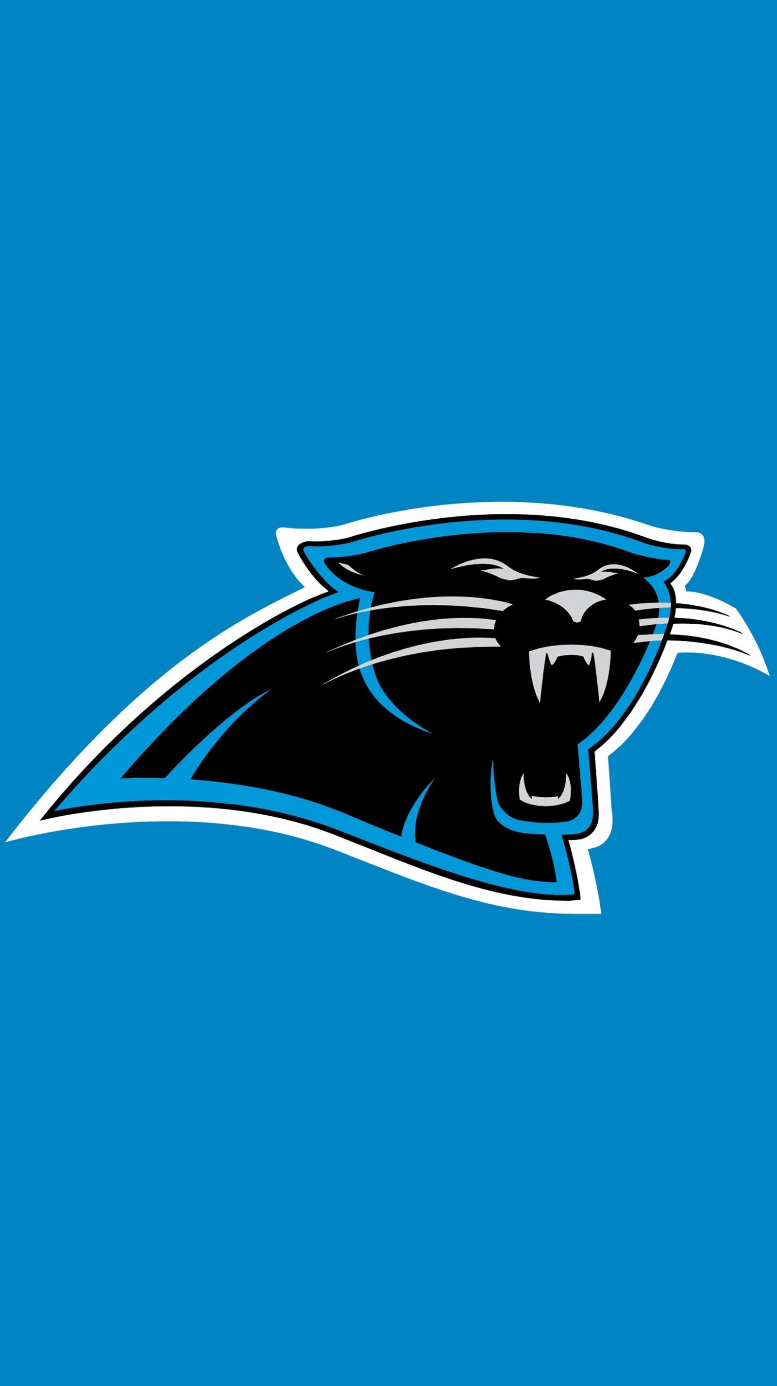 Un primer plano del logo de carolina panthers sobre un fondo azul (and1, negro, campeón, ea, fútbol)