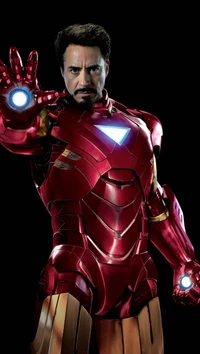 Iron Man en armure complète : La posture héroïque de Tony Stark