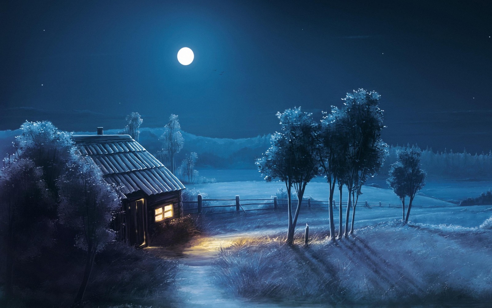 beautiful, blue, full moon, home, nature wallpaper