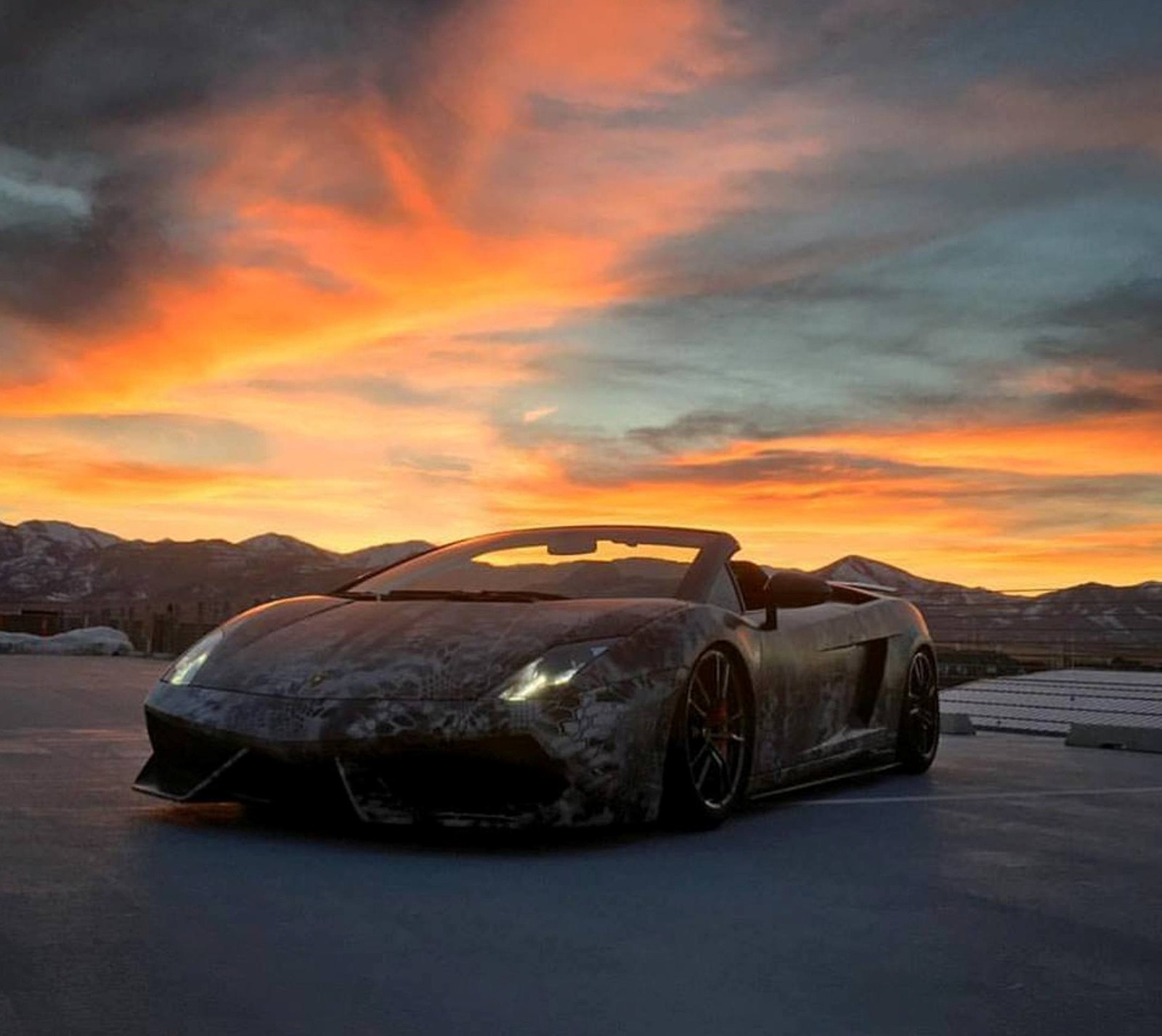 Lade auto, feuer, lamborghini, himmel Hintergrund herunter