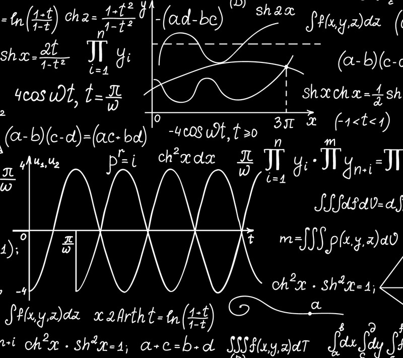 Доска для записей с множеством вычислений и формул на ней (calculus, дизайн, математика)