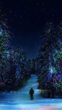 holidays, lights, trees wallpaper