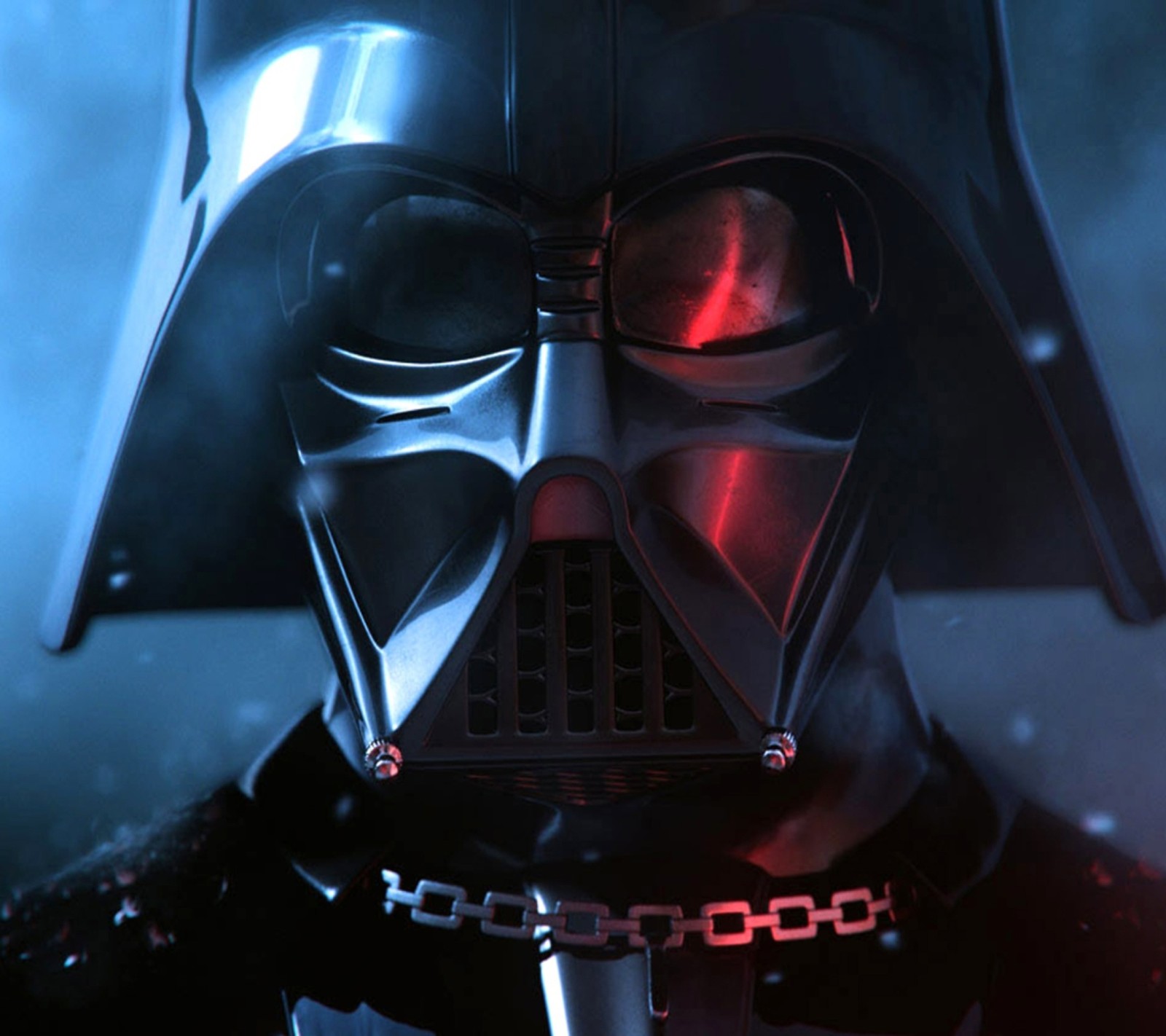 Darth vader portant un casque avec une chaîne autour du cou (génial, amour)