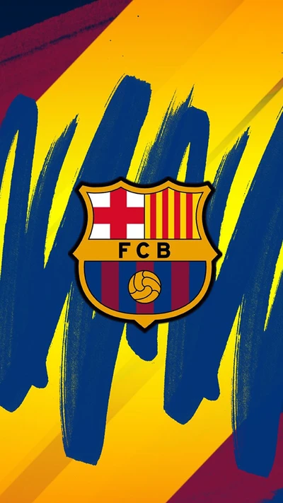 Logo du FC Barcelone sur fond vibrant