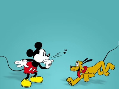 dibujos animados, mickey and pluto