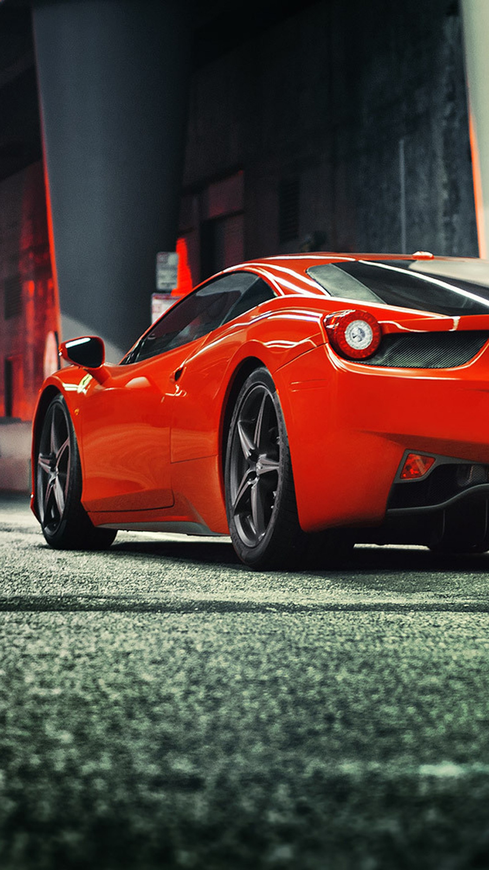 Arafed red sports car parked in front of a building (ferrari, italia, red)