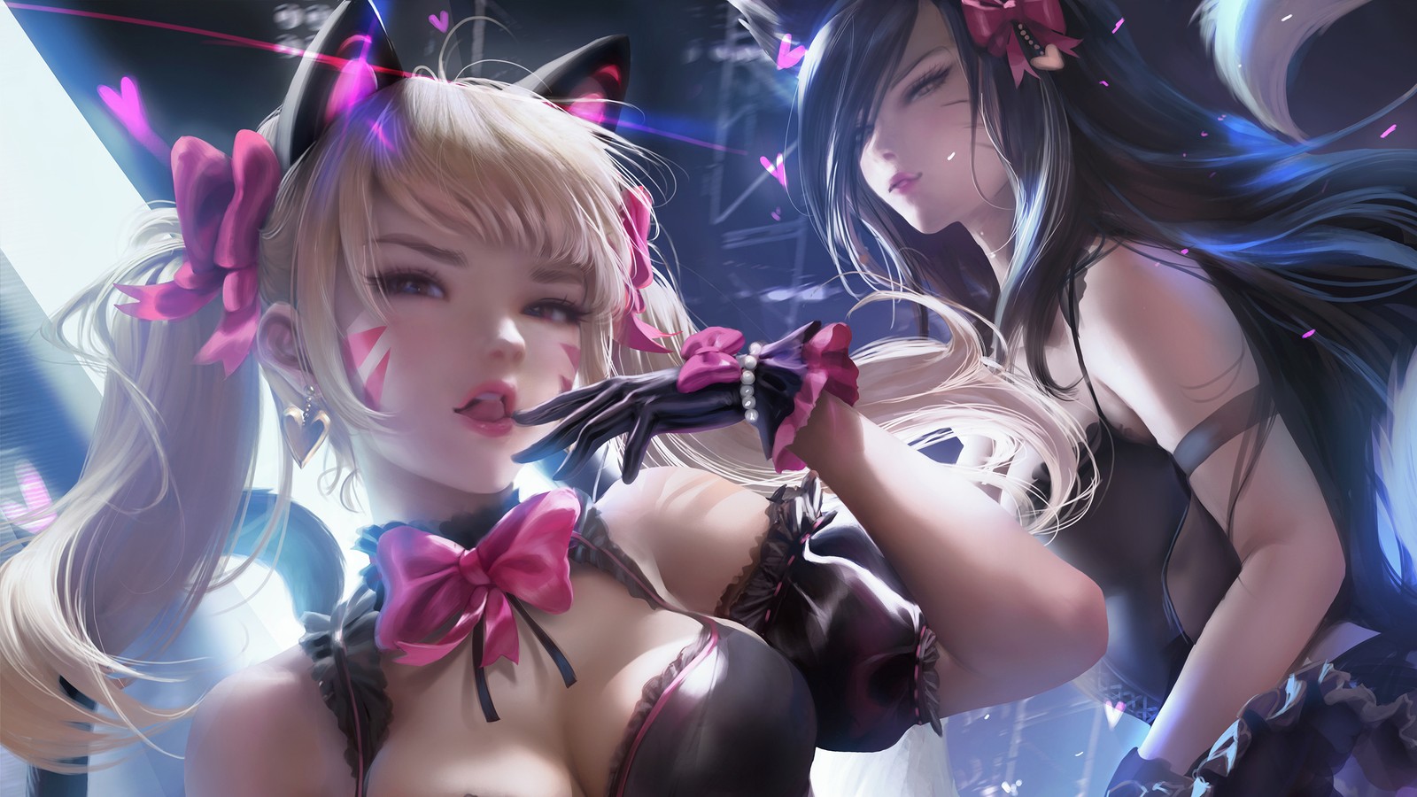 Descargar fondo de pantalla dva, ahri, overwatch, lol, league of legends