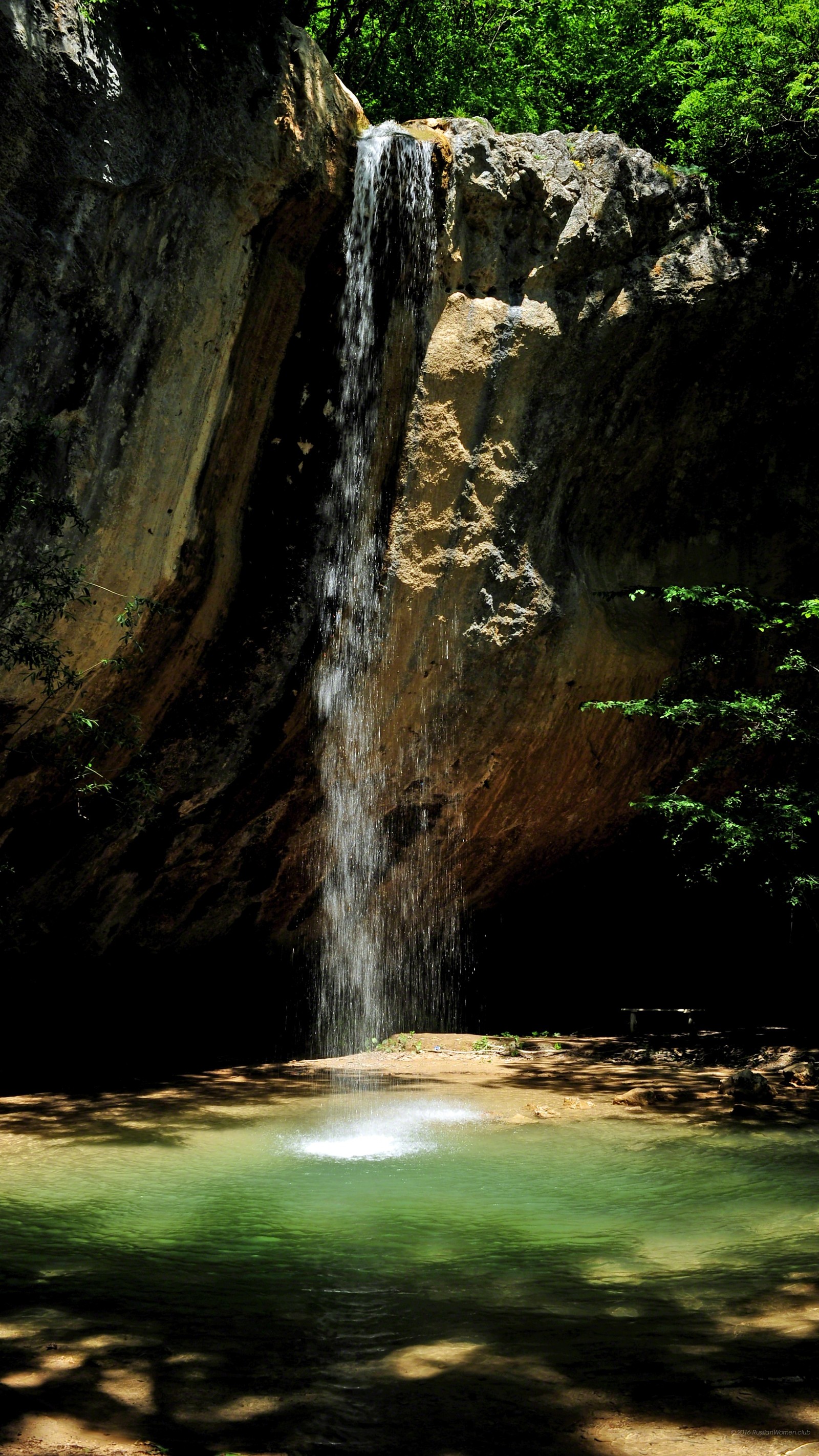 Há uma cachoeira saindo de uma rocha na floresta (cachoeira, natureza, verde, reserva natural, paisagem natural)