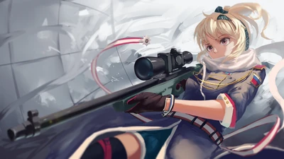 Anime Sniper-Mädchen in Aktion: Bewaffnet mit einem SV-98 Gewehr