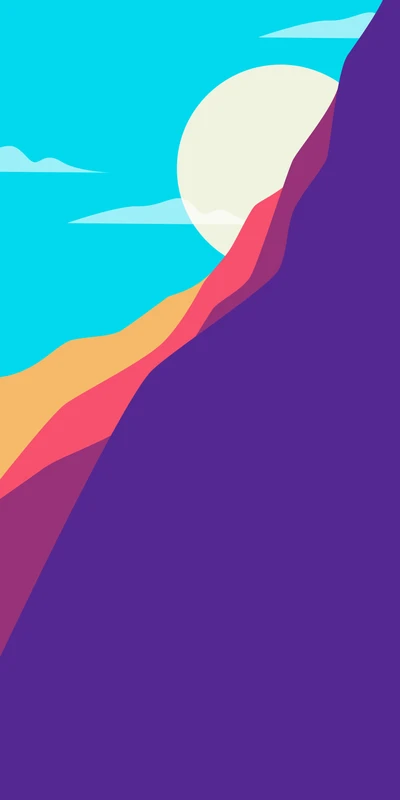 Abstract Mountain Landscape with Bold Colors and Sun