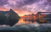 Réflexions de montagne sereines à l'aube dans un fjord majestueux