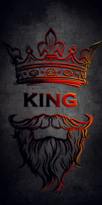 Regal King Illustration with Crown and Beard Design