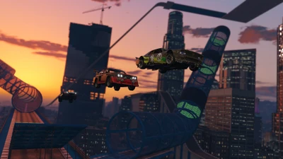 High-Octane Stunts in Grand Theft Auto V: Nighttime Racing Adventure