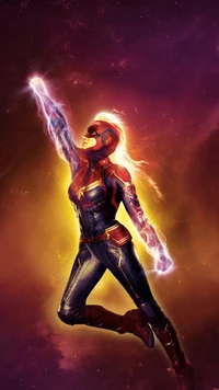 carol danvers, superhero, anime art, fan art, marvel comics wallpaper