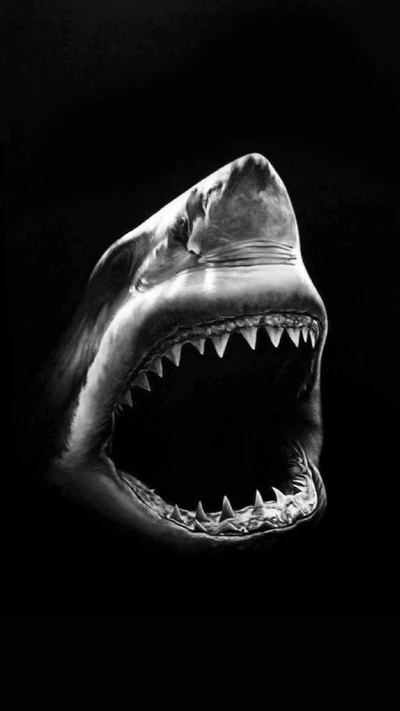 Fierce Black and White Shark in Aggressive Stance