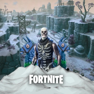 Fortnite Battle Royale: Totenkopftruppe in einer verschneiten Nachtlandschaft