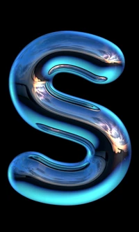 abstract, alphabet background, shiny chrome letter s wallpaper