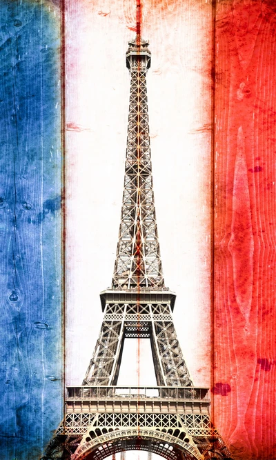 tour eiffel, france, paris, tri colore flag, vintage