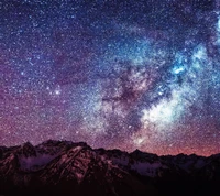 Starry Night Over Majestic Mountains: A Galactic View