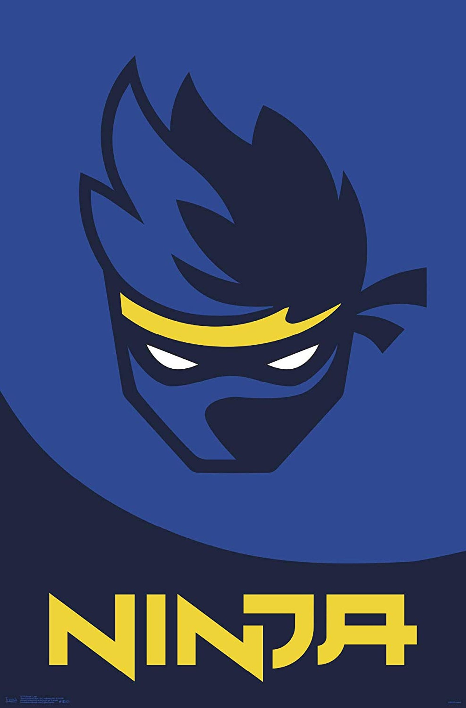 A close up of a blue and yellow ninja logo on a black background (ninja, fortnite, twitch, youtube)